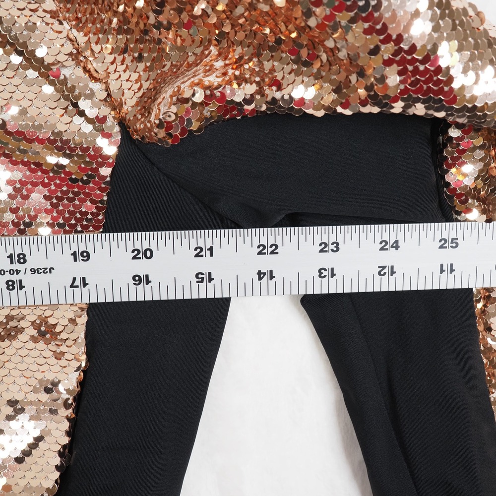 Womens Sequin Bomber Jacket Medium Rose Gold Bachelorette Festival Glam NWT - Picture 9 of 10